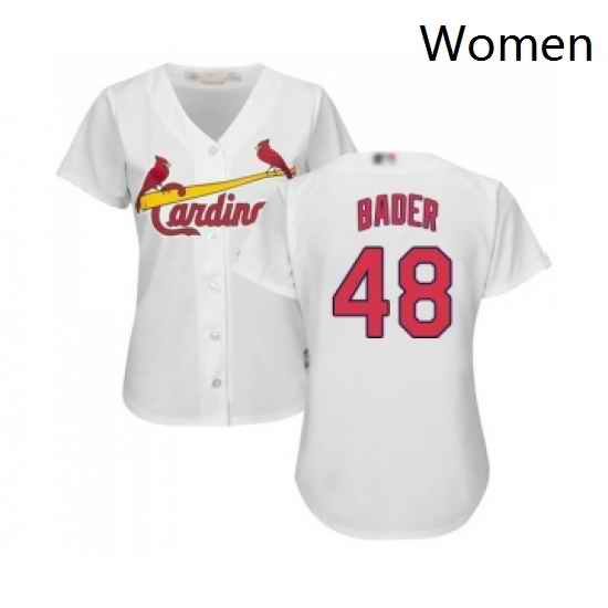 Womens St Louis Cardinals 48 Harrison Bader Replica White Home Cool Base Baseball Jersey